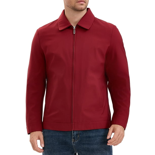 CHAQUETA CASUAL DE LARGO MANGA CON SOLAPA Y CREMALLERA COMPLETA PARA HOMBRE XL ROJA