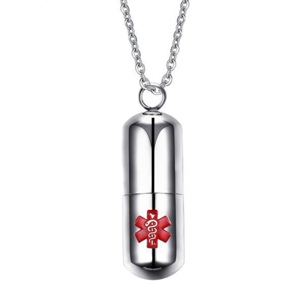 Cadenas de advertencia de identificación médica de 2x para hombres para hombres Colgante de material acero inoxidable con collar de 20 pulgadas Yuyangstore Collar colgante de plata