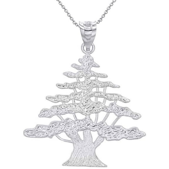 .925 Sterling Silver Lebanese Cedar Tree Pendant Necklace (Pendant with 20" chain)