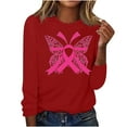 thumbnail image 2 of VKOYWKM Breast Cancer Awareness T-Shirts for Women Breast Cancer Pink Ribbon T-Shirt Long Sleeve Crew Neck Breast Cancer Tops Fall Cancer Survivor Shirt, 2 of 5