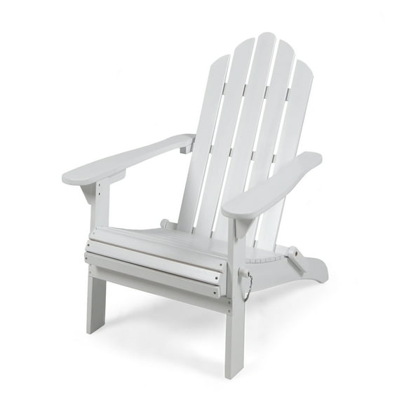 GDF Studio Cara Outdoor Acacia Wood Folding Adirondack Chair, White