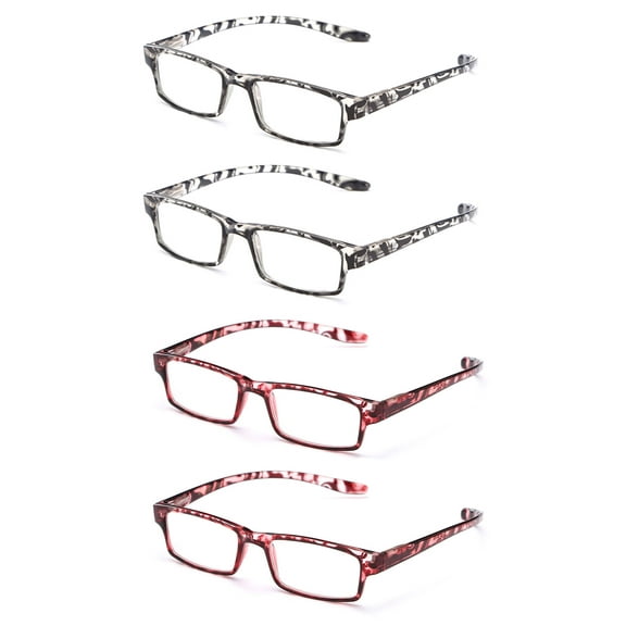 4 PairsNewbee Fashion - Basic Simple Geeky Comfortable Wrap Around Reading Glasses,  1.50