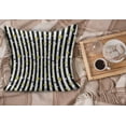 thumbnail image 2 of Striped Fluffy Throw Pillow Cushion Cover, Black and White Lines Background with Big and Small Stars Pattern Print, Decorative Square Pillow Case, 36" x 36", Black White and Yellow, by Ambesonne, 2 of 5