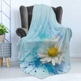 thumbnail image 4 of Flower Soft Flannel Fleece Blanket, Oil Painting Chamomile Pattern with Splash on Background Image Pastoral Expression, Cozy Plush for Indoor and Outdoor Use, 60" x 80", White Blue, by Ambesonne, 4 of 5