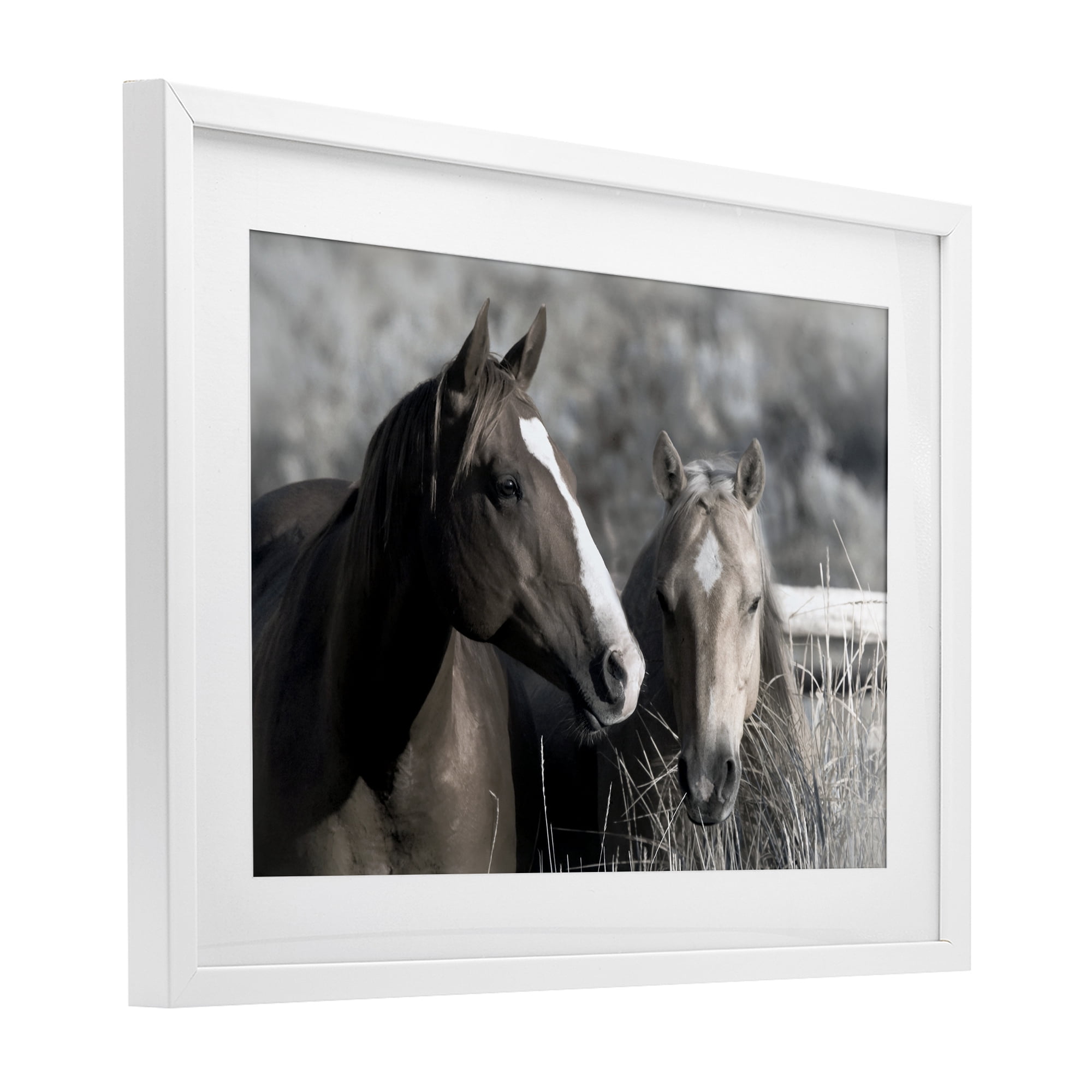 Stupell Industries Content Horses In Pasture White Framed Print Under Glass, design by Danita Delimont