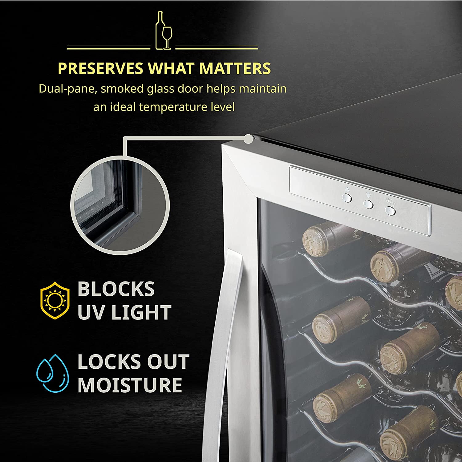 Schmecke 18 Bottle Wine Cooler - Compact Wine Fridge with Temperature Control