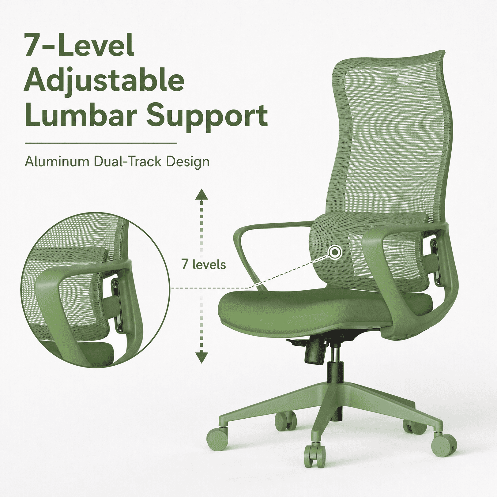Homy Casa Ergonomic Mesh Office Chair with Adjustable Lumbar Support, High Back Desk Chair