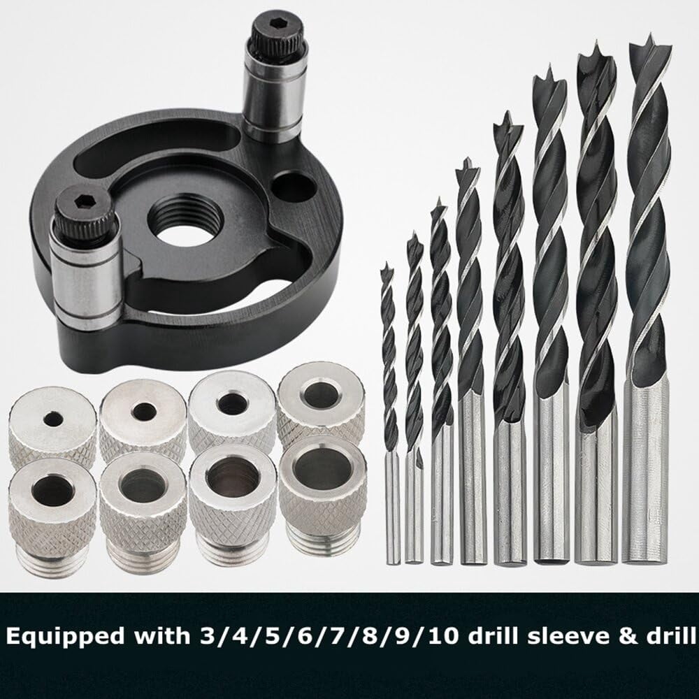 Precision Single Hole Positioning Puncher Versatile Woodworking Tool with 6mm 8mm 10mm Drill Bit Set Adaptive Center Punching Essential for DIY Crafts and Professional Woodworking