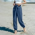 thumbnail image 3 of HADST Women's High-Waisted Tie-Waist Pants with Elastic Cuffs Lightweight Loose Fit Trousers for Beach & Vacation Summer Wear, 3 of 4