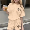 thumbnail image 2 of Ensemble Deux Pièces pour Filles, Haut à Manches Courtes et Short, Col Rond, Tenue d'Été Décontractée avec Petits Imprimés, 2 of 7