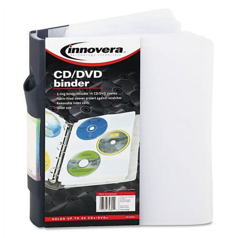 CD/DVD Three-Ring Refillable Binder, Holds 90 Discs, Midnight Blue/Clear CD/DVD Three-Ring Refillable Binder, Holds 90 Discs, Midnight Blue/Clear