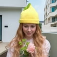 thumbnail image 7 of Jiibva Fruit Crochet Hats for Women - Handmade Knitted Beret with Lemon Designs, Cute Foldable Slouchy Beanie, Winter Warm Hat Gift for Teens Adults, 7 of 7