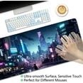 thumbnail image 5 of Cyberpunk Mouse Pad, Japanese Anime Cat Desk Mat, Neon Tokyo Extended Gaming Mouse Pads for Desktop Computer Laptop Office Work Game Home, 31.5x11.8 in, 5 of 6