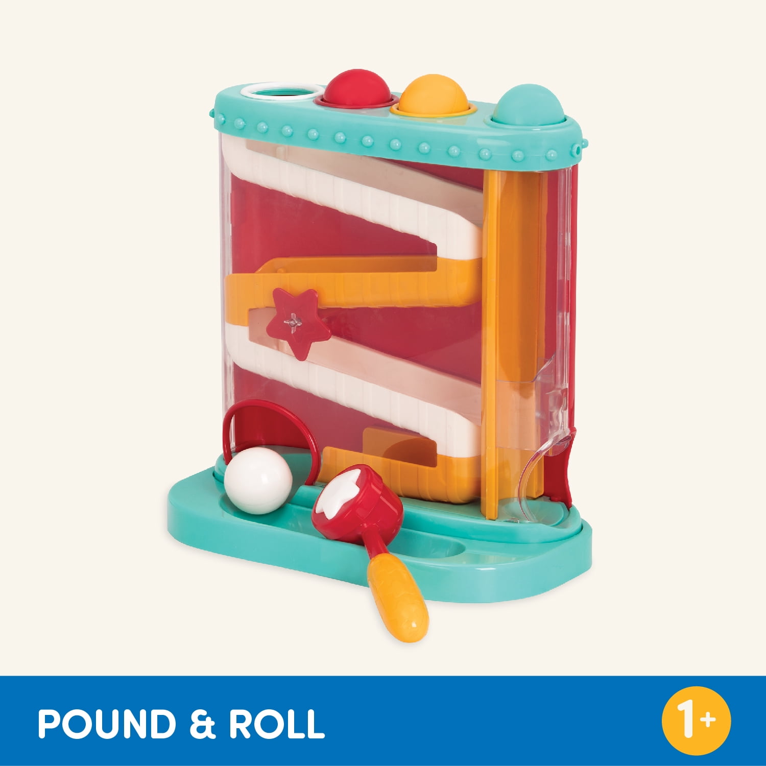 Battat Pound & Roll Ball Maze Pound-a-Ball Toy with Mallet, Baby and Toddler Toys