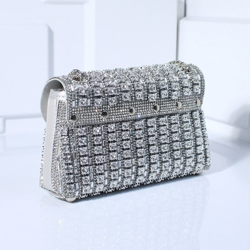 Vintage Women’s Bag Mini Crossbody Shoulder Bag Chain Strap Clutch Purse Rhinestone Evening Bag Crystal Embellishment Messenger Bag Fashion Accessory Casual Totes Multicolor Gold Silver Black Hobos