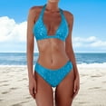 thumbnail image 2 of Gibobby Women's Two Piece Bikini Swimsuit Sexy Ribbed Triangle Top Bathing Suits String Cheeky Bikini Sets(Blue,S), 2 of 4