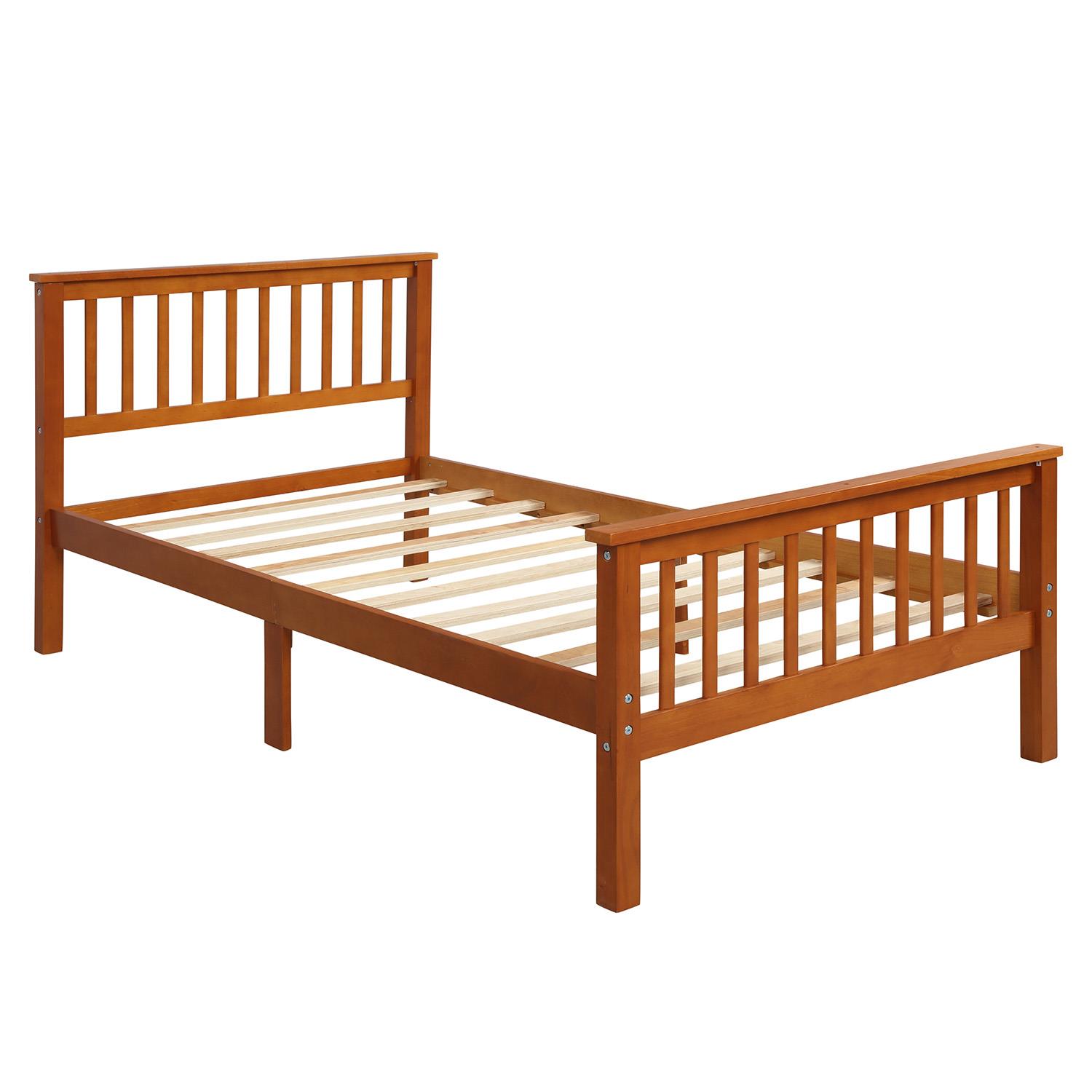 BaytoCare Wood Platform Bed with Headboard and Footboard (Oak