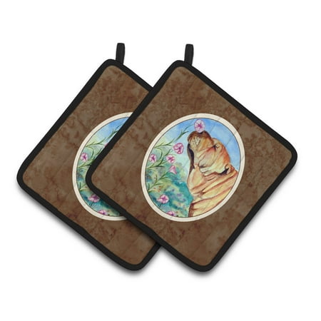 

Carolines Treasures 7105PTHD Shar Pei Smell the flowers Pair of Pot Holders 7.5HX7.5W multicolor