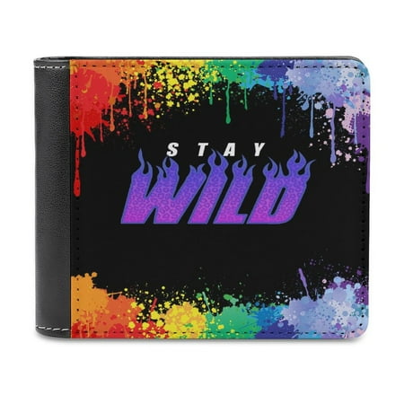 Ben Azelart Stay Wild Wallet for Men Bifold Wallets Leather Purse Clutch Card Holders Travel Wallet Thin Money Bag Cash Case Coin Purse