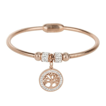 - Fancyleo New Diamond Life Tree Titanium Steel Bracelet for Women Diamond Twisted Cable Rolo Chain Magnet Buckle Fashion Jewelry