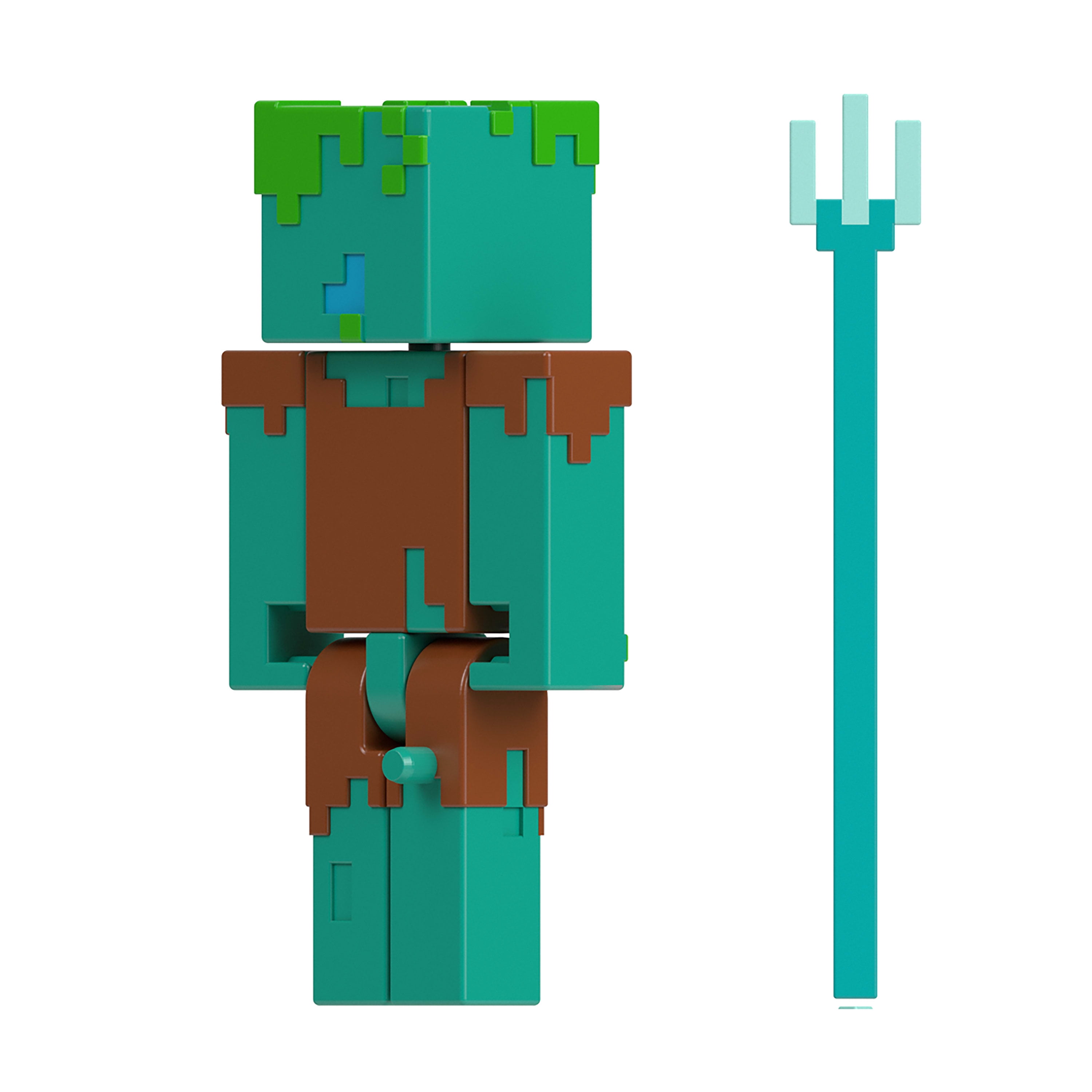 Minecraft Drowned Action Figure & Accessories Set, 3.25-inch Scale Collectible Toy