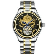 FNGEEN Mens Top Luxury Gold Wristwatch Waterproof Automatic Mechanical Watches Dragon Diamond Tourbillon Clock Relogio Masculino