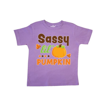 

Inktastic Thanksgiving Sassy Lil Pumpkin with Fall Leaves Gift Toddler Toddler Girl T-Shirt