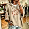 thumbnail image 2 of Oversized Football Sweatshirts for Women 3/4 Sleeve Hoodie Sweatshirts Trendy Fleece Graphic Hoodie Y2K Pullover Sweater Soft Game Day Mom Shirts Daily Travel Outfits, Beige L, 2 of 5