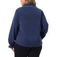 thumbnail image 3 of Agnes Orinda Women's Plus Size Shirts Peter Pan Long Sleeves Chiffon Button Down Shirt Blouses 3X Dark Blue, 3 of 6
