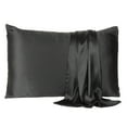 thumbnail image 3 of Black Dreamy Set of 2 Silky Satin Standard Pillowcases, 3 of 6