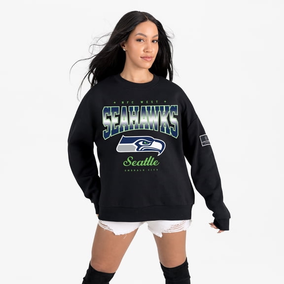 Women's Gameday Couture Black Seattle Seahawks Powerhouse Play Premium Fleece Sweatshirt