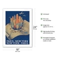 thumbnail image 2 of Paris France - New York City New York - Vintage Airline Travel Poster by Alphonse Dehedin c.1950 - Fine Art Matte Paper Print (Unframed) 18x24in, 2 of 4
