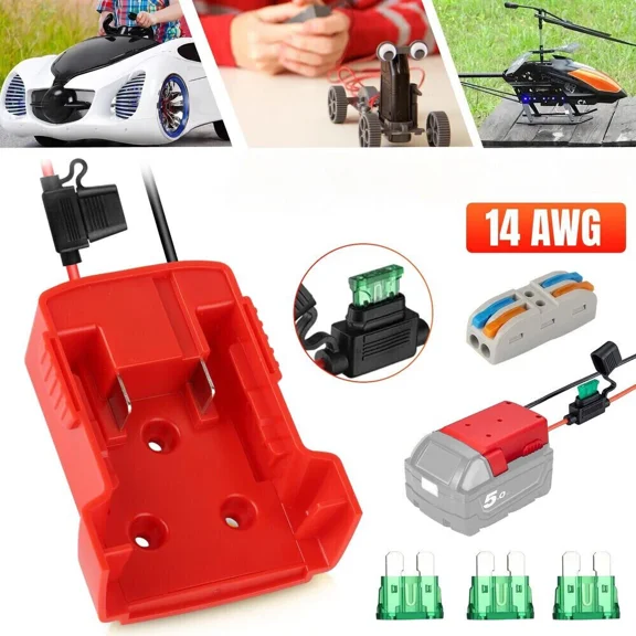 For Power Wheel Adapter For Milwaukee 18V Battery DIY Connector Dock w/Fuse Wire