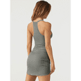 thumbnail image 4 of Vestido Mini de Canalé con Cuello en V y Tirantes Finos para Mujer (2025) Gris XL, 4 of 9
