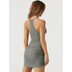 thumbnail image 4 of Vestido Mini de Canalé con Cuello en V y Tirantes Finos para Mujer (2025) Gris XL, 4 of 9