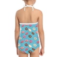 thumbnail image 5 of FOR U DESIGNS Novelty Blue Halter Neck Swimwear for Swimming Class Girls Beach Sport One-Piece Swimsuit Doughnut Off Shoulder Bathing Suit for Kids Teens 9-10, 5 of 6