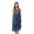 thumbnail image 2 of Riviera Sun Acid Wash Lace Up Embroidered Dress for Women (Medium Denim, Large), 2 of 5