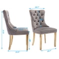 thumbnail image 4 of MIKIBAMA High-End Tufted Velvet Dining Chair Set of 2, Solid Wood Contemporary, Golden Stainless Steel Plated Legs and Nailhead Trim, Gray and Gold, 4 of 11