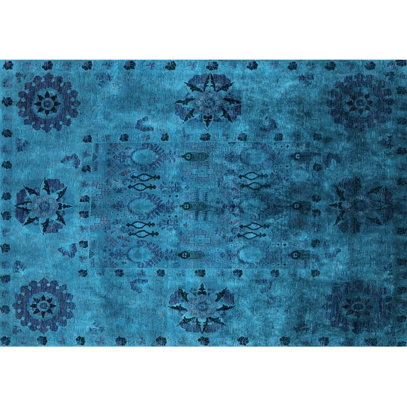Ahgly Company Indoor Rectangle Oriental Light Blue Industrial Area Rugs, 6' x 9'