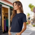 thumbnail image 4 of Dalix Butterfly Cropped Tee Lightweight High Waisted Short Sleeve Summer Shirt Womens in Navy L Large, 4 of 5
