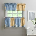 thumbnail image 2 of Blue and Yellow Block Flowers 3-Piece Kitchen Curtains Set Kitchen Curtains Sets with Valance for Windows Rod Pocket Machine Washable Kitchen Decor(54"x18"+2x27.5"x24"), 2 of 6
