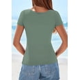 thumbnail image 5 of PRETTYGARDEN Short Sleeve Shirts for Women Summer Trendy Scoop Neck Ribbed Tops Spring Casual Slim Fitted Basic Tees, 5 of 10