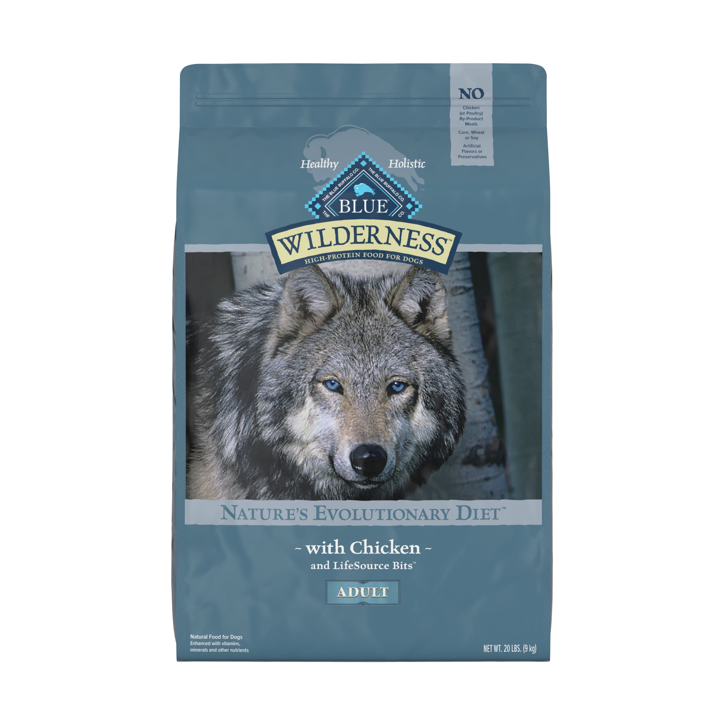 Blue Buffalo Wilderness High Protein Chicken Dry Dog Food for Adult Dogs, Grain-Free, 20 lb. Bag