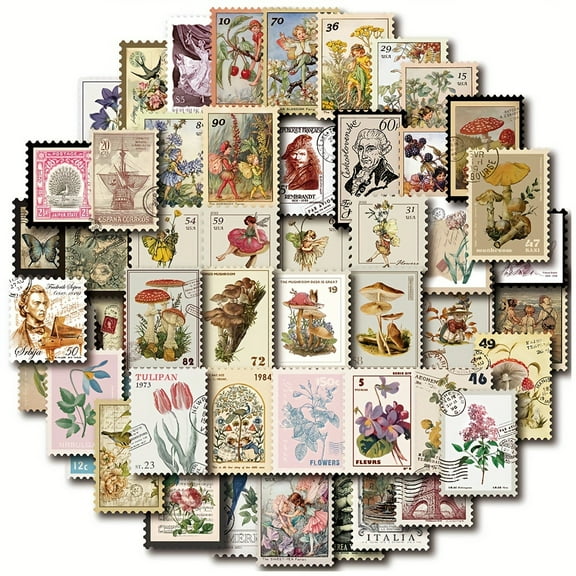 Vintage Botanical Stickers Pack 100 Pcs Plant Flower Tulip Theme Decals for Journal Scrapbooking DIY Crafts Spring Easter Mother's Day Gifts