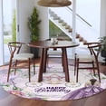 thumbnail image 4 of Happy Birthday Round Rug 6ft Washable Circle Kitchen Rugs Non Slip Purple Luxury Dress Crown Carriage Flowers Large Area Rug Indoor Floor Carpet for Bedroom Living Room Home Office Dining Room, 4 of 8