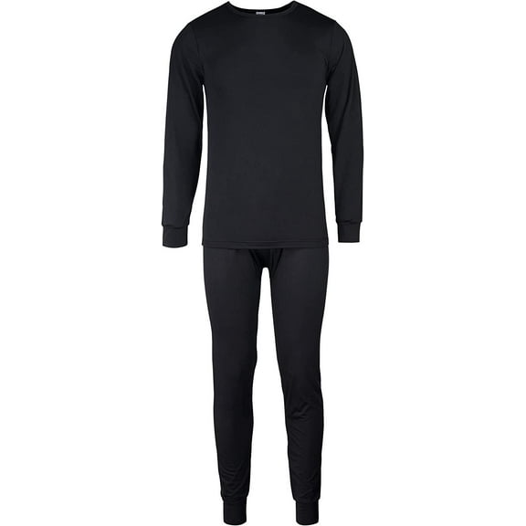 KNOCKER Men's Soft Fleece Thermal Underwear Set Black