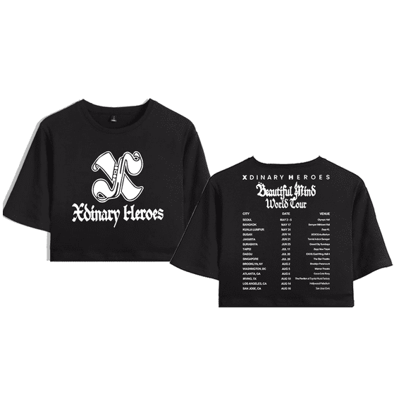 Xdinary Heroes Merch 2025 World Tour Beautiful Mind Crop Top Graphic T-shirt Women Girl Short Sleeve