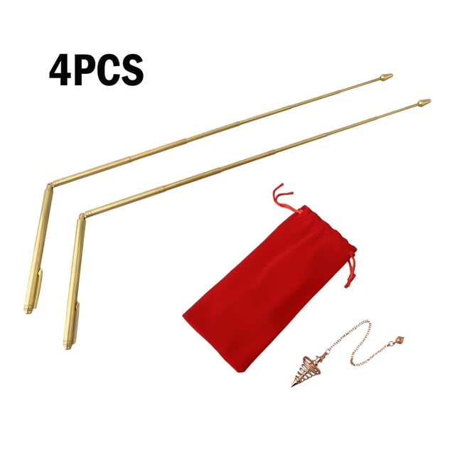 99.9% Copper Detector Rod Metal Rod+Pendulum Pendant for Treasure Hunting Tools 4PCS