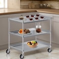 thumbnail image 2 of Express KitchQuip Commercial Stainless Steel 3 Shelf Utility Kitchen Metal Cart 24"X15"X33", 2 of 5