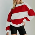 thumbnail image 4 of mihongmao Trendy Tops for Women 2026 Women's Fall Striped Print Sweatshirt Long Sleeved Crewneck Basic Tops Blouse,Womens Tops under $5 Red S, 4 of 9